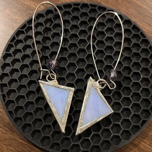 Geometric Silver and Purple Earrings
